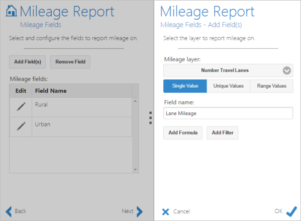 The second mileage field is added